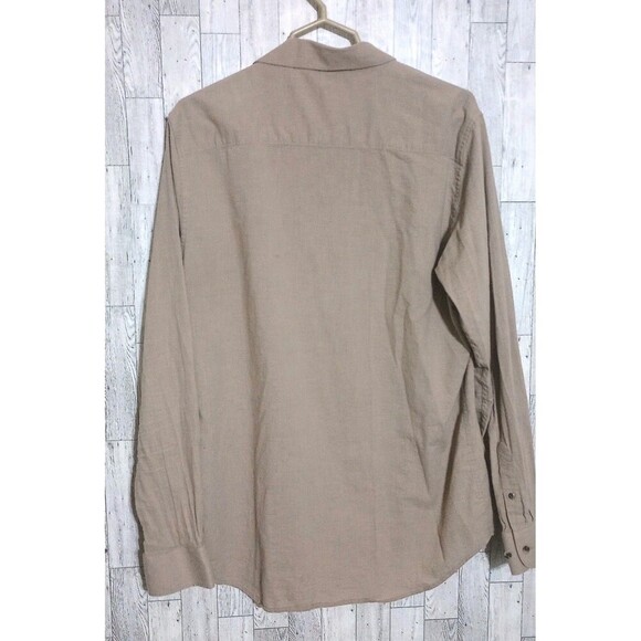 Travis Mathew Cloud Flannel Button Up Shirt Tan Men's Size Large - Picture 2 of 5